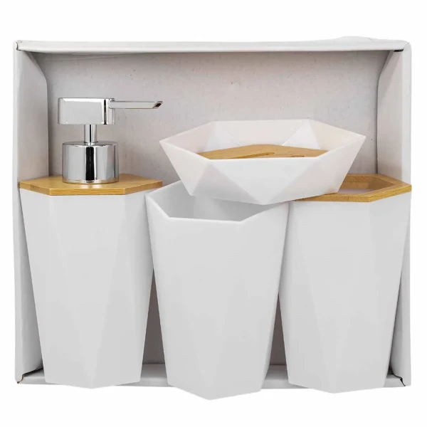 Набор для ванной комнаты 4пр. (мыльница, дозатор для мыла, подставка для зубных щеток, подставка для косметических аксессуаров)