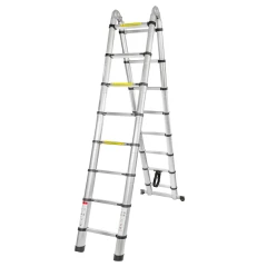 Лестница-стремянка телескопическая алюм. бытовая 2.5+2.5м (8+8 ступ.)