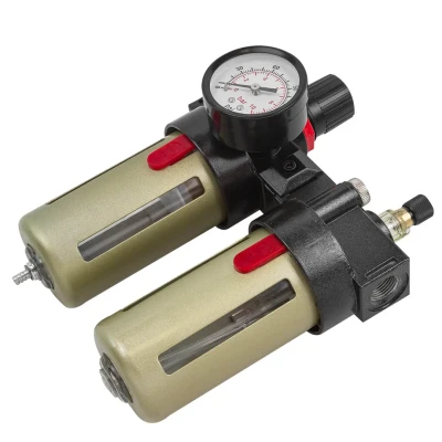 Блок подготовки воздуха 3/8''(фильтр-регулятор+лубрикатор)(10Мк, 1400 л/мин, 0-10bar,раб. температура 5°-60°)