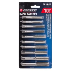 Набор метчиков дюймовых 10пр.(1/4-20,1/4-18,5/16-18,5/16-24,3/8-16,3/8-24,7/16-14,7/16-20,1/2-13,1/2-20), блистере