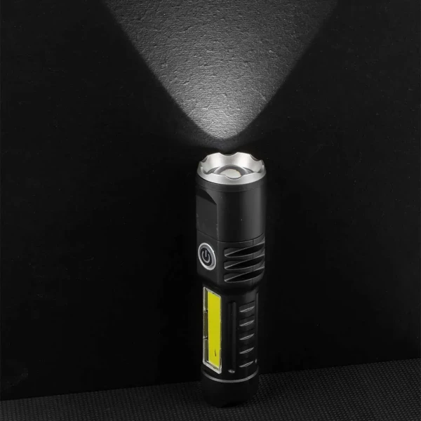 Фонарь ручной аккумуляторный с регулировкой фокуса луча (4 режима работы, аккум. 400мАч, свет.поток 100Лм, время раб. 2-3ч, время зар. 1-2ч, IPX5)