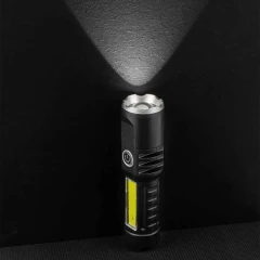 Фонарь ручной аккумуляторный с регулировкой фокуса луча (4 режима работы, аккум. 400мАч, свет.поток 100Лм, время раб. 2-3ч, время зар. 1-2ч, IPX5)