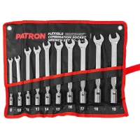 Набор ключей рожково-торцевых шарнирных 10 пр. (8,10,12,13,14,15,16,17,18,19мм), на полотне