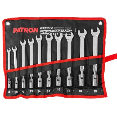 Набор ключей рожково-торцевых шарнирных 10 пр. (8,10,12,13,14,15,16,17,18,19мм), на полотне