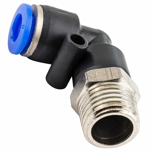 Фитинг угловой для пластиковых трубок 6мм с наружной резьбой 1/4''