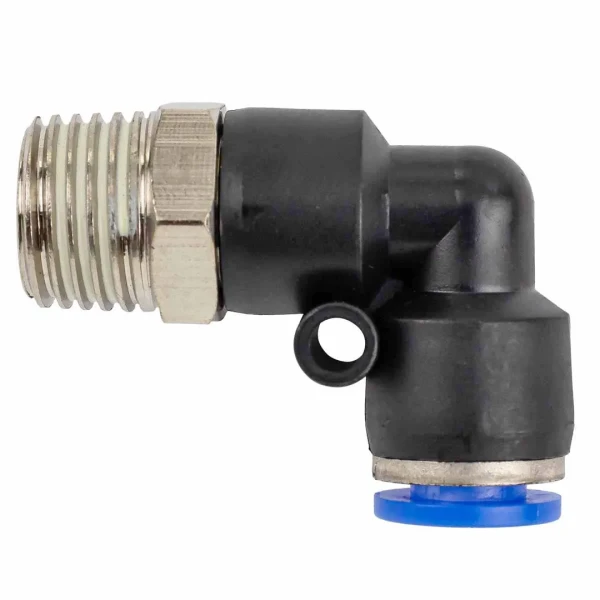 Фитинг угловой для пластиковых трубок 6мм с наружной резьбой 1/4''