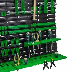 Настенный пластиковый стеллаж-стенд для инструментов 78х115,2см (полки для ключей и инструментов 4шт, крючки 24шт, держатели для ключей 6шт)