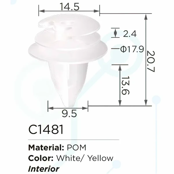 Клипса для крепления внутренней обшивки а/м БМВ/ Вольво пластиковая (100шт/уп.)