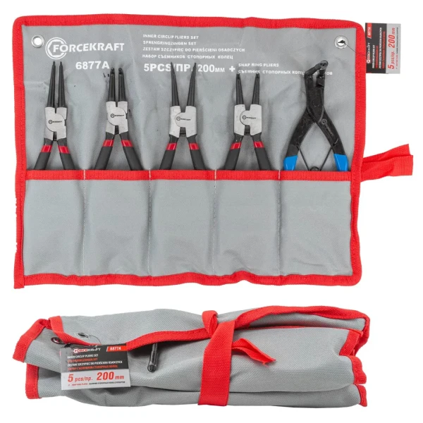 Набор съемников стопорных колец, 5пр. (L-200мм+съемник стопорных колец суппортов), на полотне