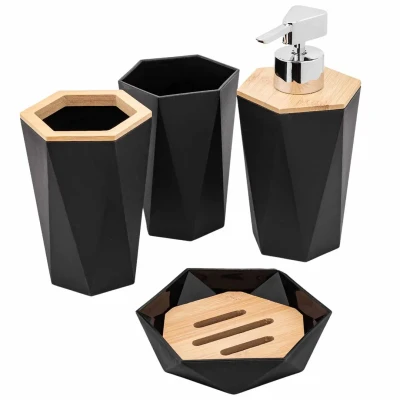 Набор для ванной комнаты 4пр. (мыльница, дозатор для мыла, подставка для зубных щеток, подставка для косметических аксессуаров)