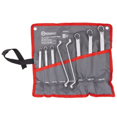 Ключи накидные отогнутые на 75град., набор 8пр. (6х7, 8х9, 10х11, 12х13, 14х15, 16х17, 18х19, 20х22мм)