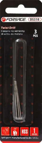 Сверло по металлу 1мм HSS(3шт), в блистере