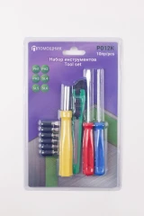 Набор инструментов 10 пр.(биты:PH1,2,3 SL 4,5,6мм, отвертка-битодержатель 120мм, отвертки: PH1х75мм,SL 4х72мм,нож канцелярский),в блистере