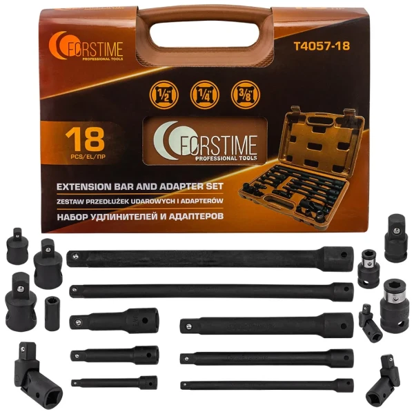 Набор удлинителей и адаптеров 18пр. 1/4''3/8''1/2''