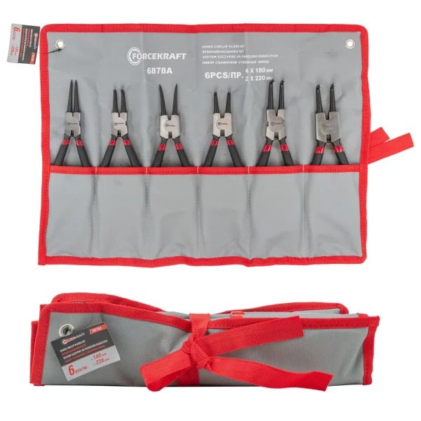 Набор съемников стопорных колец, 6пр. (L-220мм х 2шт, L-180мм х 4шт), на полотне