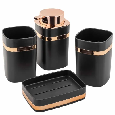 Набор для ванной комнаты 4пр. (мыльница, дозатор для мыла, подставка для зубных щеток, подставка для косметических аксессуаров)