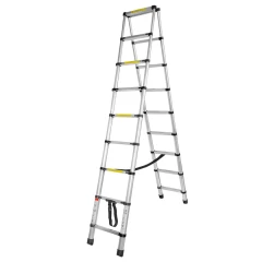 Лестница-стремянка телескопическая алюминиевая двухсекционная (2.6+2.6м,9+9ступенек, max нагрузка 150кг, вес 13.0кг)