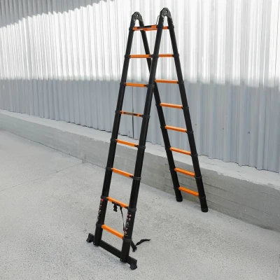 Лестница-стремянка телескопическая алюм. бытовая 2.5+2.5м (8+8 ступ.)