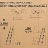 Лестница-стремянка телескопическая алюм. бытовая 2.5+2.5м (8+8 ступ.)