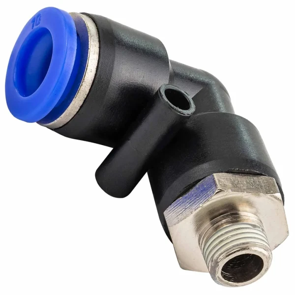 Фитинг угловой для пластиковых трубок 10мм с наружной резьбой 1/8''