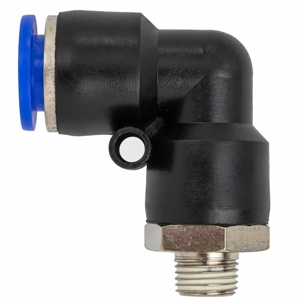 Фитинг угловой для пластиковых трубок 10мм с наружной резьбой 1/8''