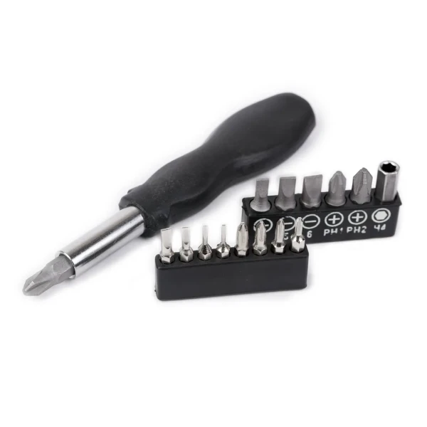 Отвертка-битодержатель с комплектом бит, 15пр.(L-110мм, PH:000,00,0,1,2,4, SL:1,1.5,2.5,3,4,5,6мм),в блистере