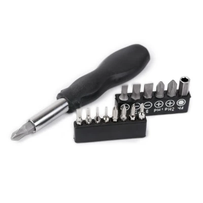 Отвертка-битодержатель с комплектом бит, 15пр.(L-110мм, PH:000,00,0,1,2,4, SL:1,1.5,2.5,3,4,5,6мм),в блистере