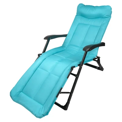 Шезлонг складной, светло-голубой