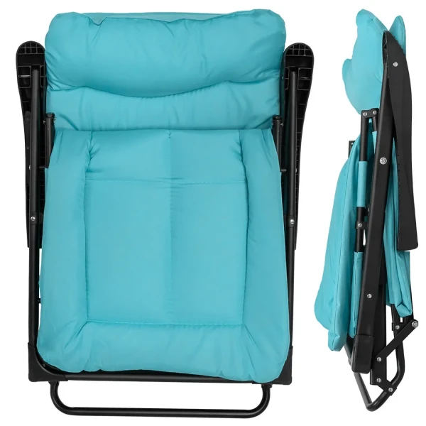 Шезлонг складной, светло-голубой