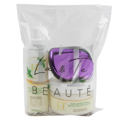 Набор Алоэ и зеленый чай(маска для роста волос.спрей термозащита.расческа.пакет 200*250)