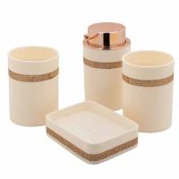 Набор для ванной комнаты 4пр. (мыльница, дозатор для мыла, подставка для зубных щеток, подставка для косметических аксессуаров)