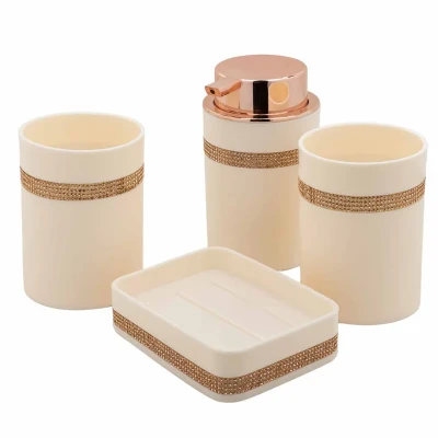 Набор для ванной комнаты 4пр. (мыльница, дозатор для мыла, подставка для зубных щеток, подставка для косметических аксессуаров)