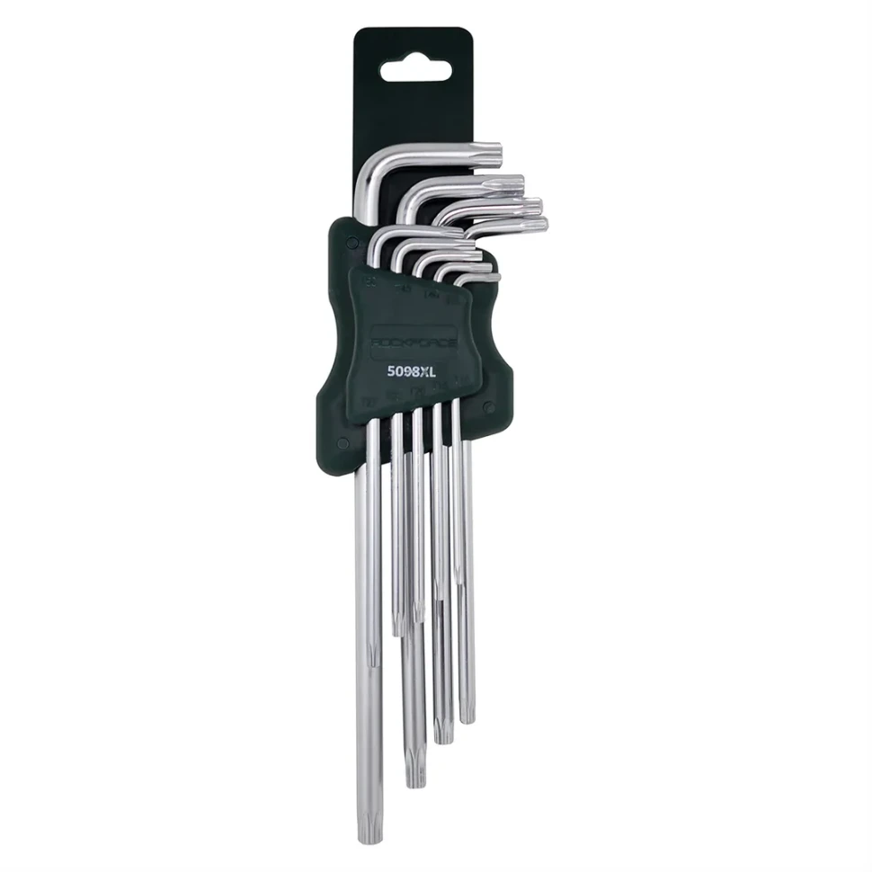 Набор ключей TORX Г-образных экстра длинных, 9пр. (Т10, Т15, Т20, Т25, Т27, Т30, Т40, Т45, Т50) в пластиковом держателе