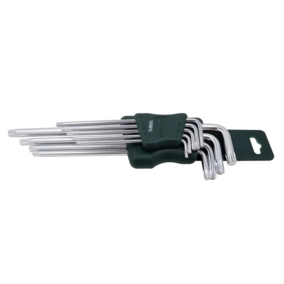 Набор ключей TORX Г-образных экстра длинных, 9пр. (Т10, Т15, Т20, Т25, Т27, Т30, Т40, Т45, Т50) в пластиковом держателе