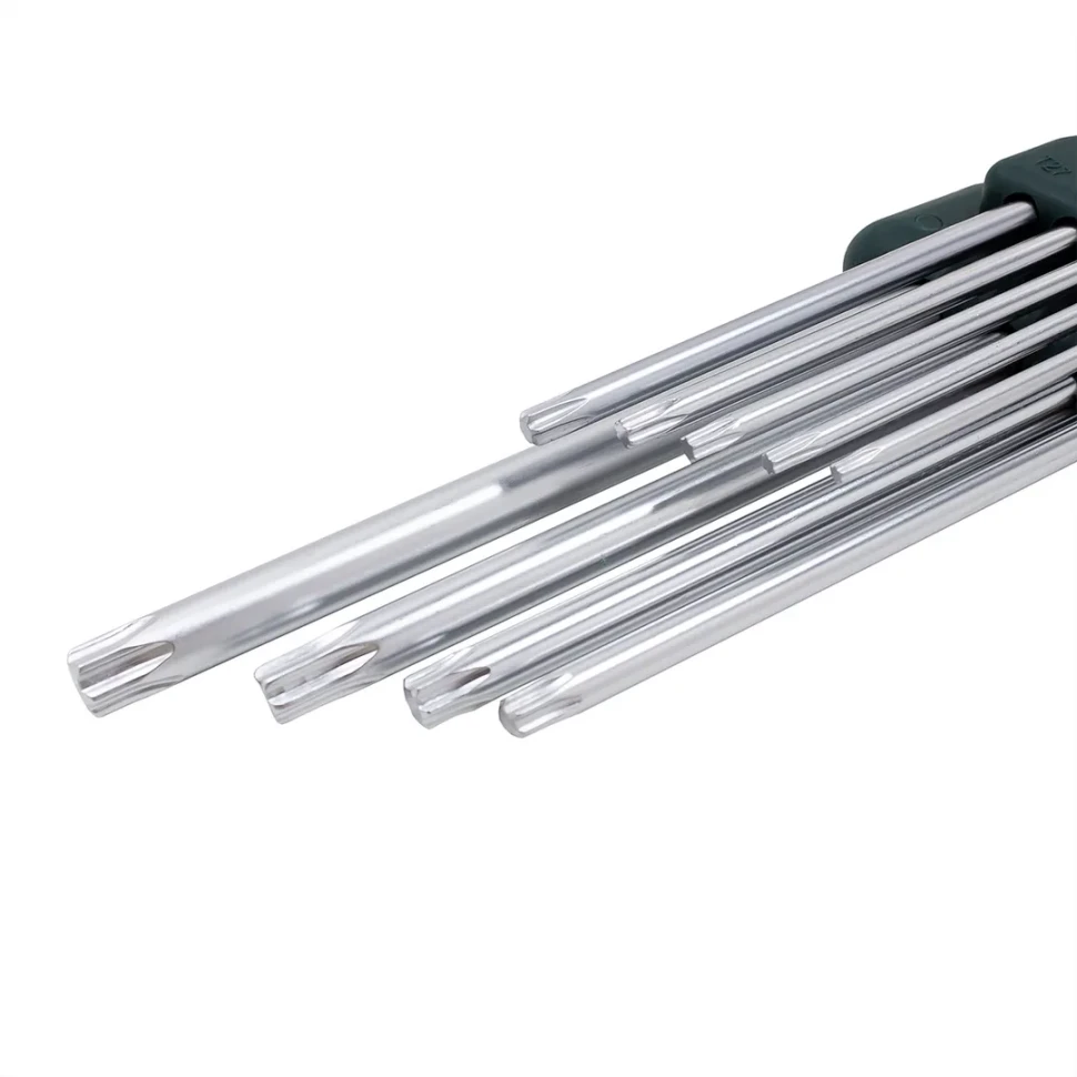Набор ключей TORX Г-образных экстра длинных, 9пр. (Т10, Т15, Т20, Т25, Т27, Т30, Т40, Т45, Т50) в пластиковом держателе