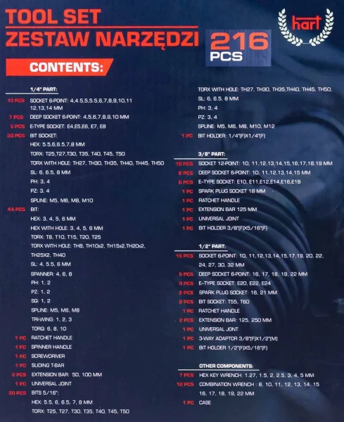 Набор инструментов 216 пр