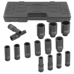 Набор головок ударных глубоких 15пр.,1/2''6гр.(10,12-17,19,21,22,24,27,30,32мм,36мм-12гр), в пластиковом кейсе