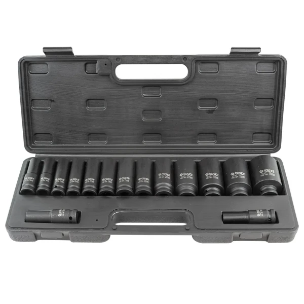 Набор головок ударных глубоких 15пр.,1/2''6гр.(10,12-17,19,21,22,24,27,30,32мм,36мм-12гр), в пластиковом кейсе
