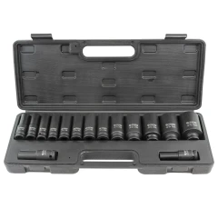 Набор головок ударных глубоких 15пр.,1/2''6гр.(10,12-17,19,21,22,24,27,30,32мм,36мм-12гр), в пластиковом кейсе