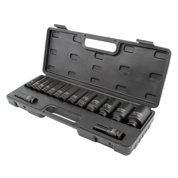Набор головок ударных глубоких 15пр.,1/2''6гр.(10,12-17,19,21,22,24,27,30,32мм,36мм-12гр), в пластиковом кейсе