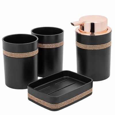 Набор для ванной комнаты 4пр. (мыльница, дозатор для мыла, подставка для зубных щеток, подставка для косметических аксессуаров)