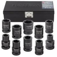 Набор головок ударных,10пр. 1/2''6гр.(10,12,13,14,15,17,19,21,22,24),в метал. кейсе