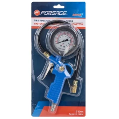 Пистолет для подкачки шин с аналоговым манометром и шлангом (0-16bar, манометр заполнен глицерином), в блистере