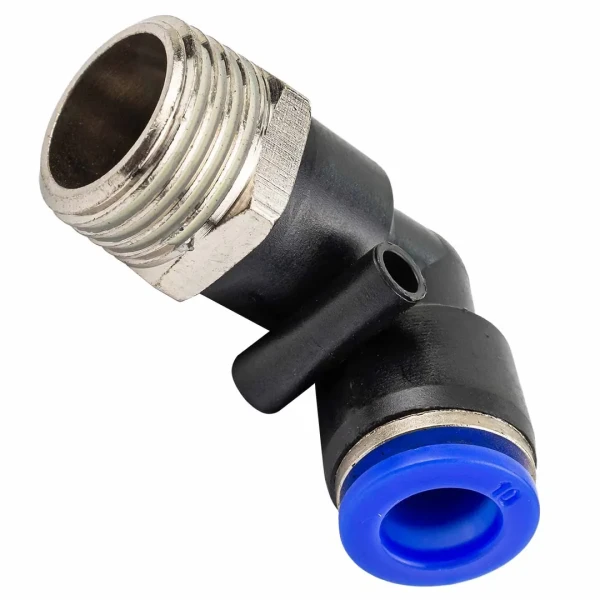 Фитинг угловой для пластиковых трубок 10мм с наружной резьбой 1/2''