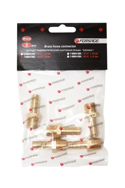 Штуцер пневматический наруж. резьба 1/4''- ''елочка''8мм, к-т 5шт.