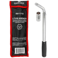 Ключ балонный Г-образный телескопический 1/2''(L min 340мм, L max 490мм) с прорезин.рукояткой в комплекте с переставной головкой 1/2''17х19мм, в чехле