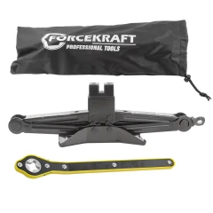 Домкрат механический ''ромб'' 2т с резиновой накладкой и трещоточной ручкой-воротком(h min 120мм, h max 415мм),в водоотталкивающем чехле