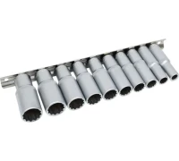 Набор головок глубоких, 12-гр., 10пр., 3/8''(8, 10, 12 -19мм) на планке