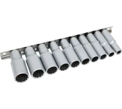 Набор головок глубоких, 12-гр., 10пр., 3/8''(8, 10, 12 -19мм) на планке