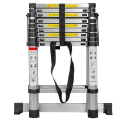 Лестница-стремянка телескопическая алюминиевая двухсекционная (2.9+2.9м,10+10ступенек, max нагрузка 150кг, вес 14.5кг)